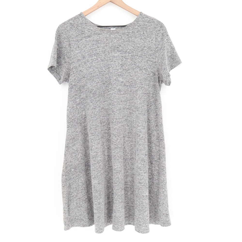 Old Navy Linen Dress Womens L Gray Short Sleeve Swing Heathered Excellent
